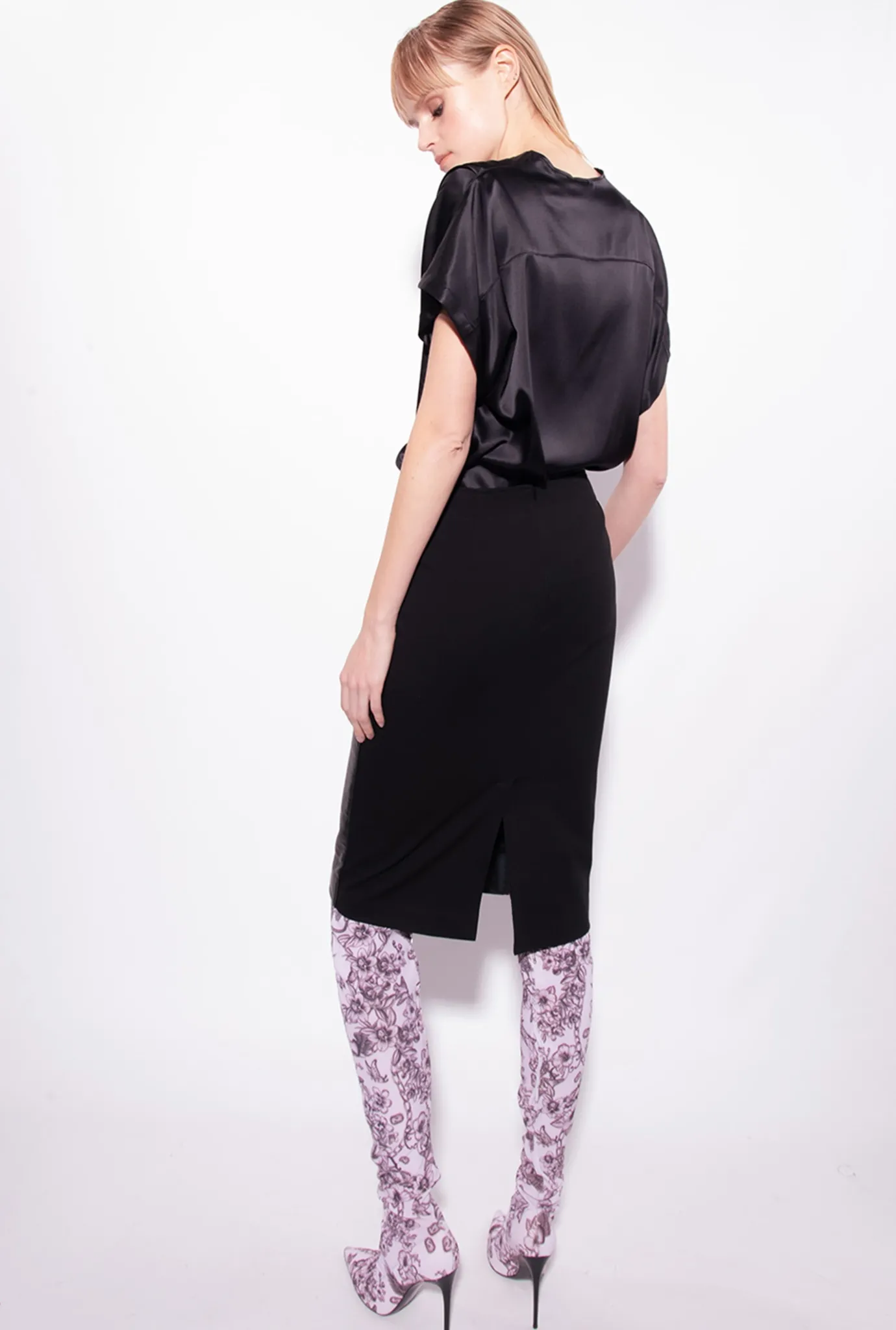 Chemises Et Blouses|PINKO Blouse En Satin Stretch Noir Limousine