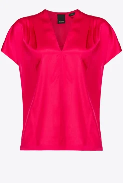 Topwear|PINKO Blouse En Satin Stretch Rose Rouge
