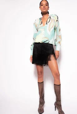 Chemises Et Blouses|PINKO Blouse En Voile A Imprime Fleuri Multicolore - Vert D'Eau/Beige