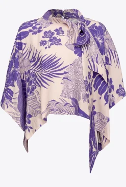 Tailleurs Et Ensembles|PINKO Blouse Facon Cape A Imprime Tropical Nude/Violet