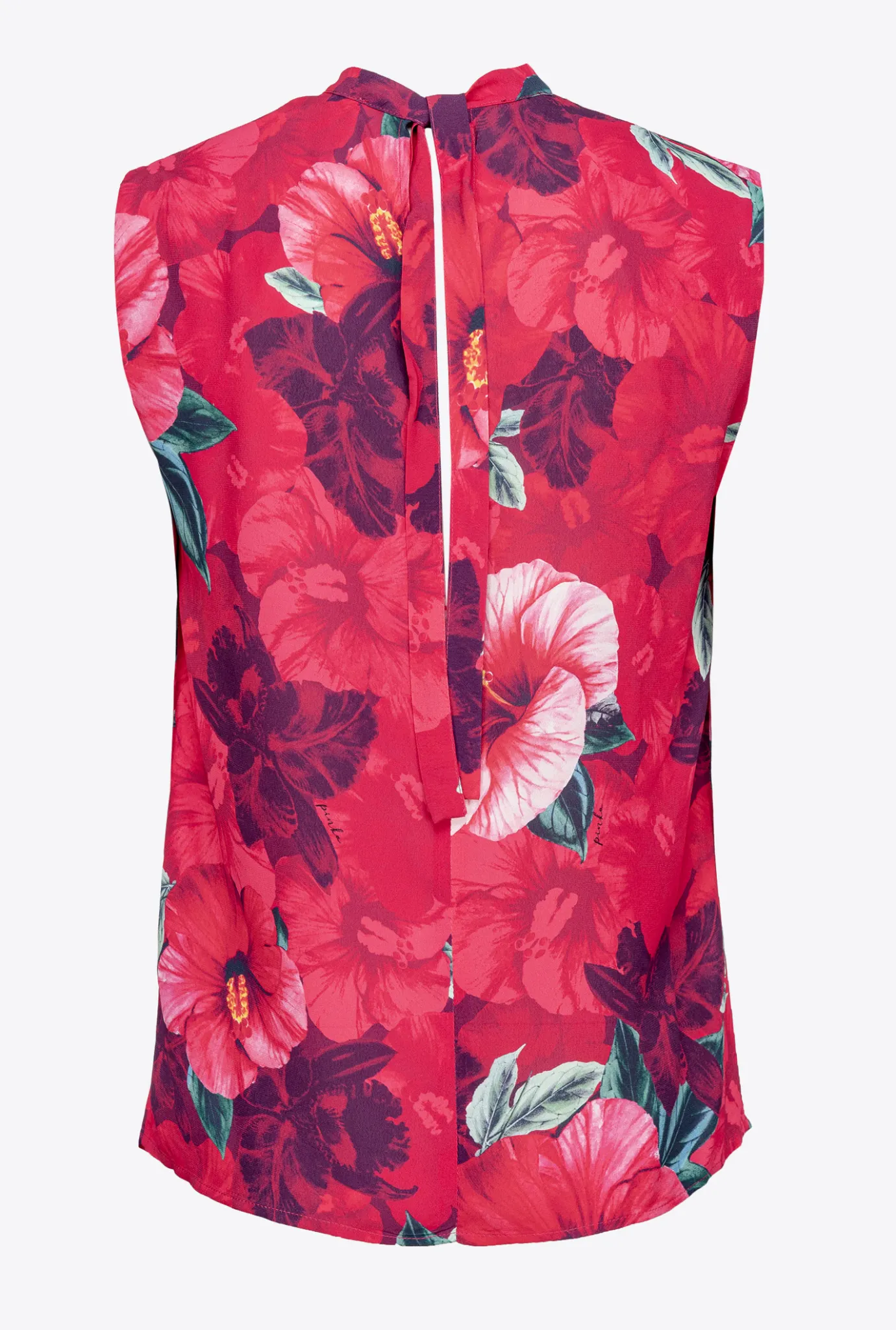 Topwear|PINKO Blouse Sans Manches A Imprime Hibiscus Multi.Fuchsia/Rose