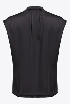 Chemises Et Blouses|PINKO Blouse Sans Manches En Satin Noir Limousine