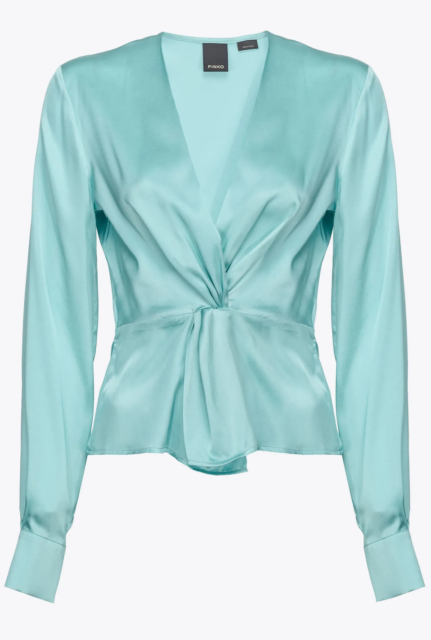 Tailleurs Et Ensembles|PINKO Blouse Torsadee En Soie Bleu Nil