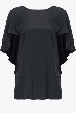 Chemises Et Blouses|PINKO Blouse Volantee Noir Limousine