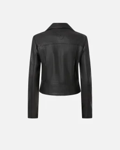 Vêtements D'extérieur|PINKO Blouson De Motard En Cuir Nappa Noir Limousine