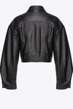Vêtements D'extérieur|PINKO Blouson En Cuir A Lacets Noir Limousine