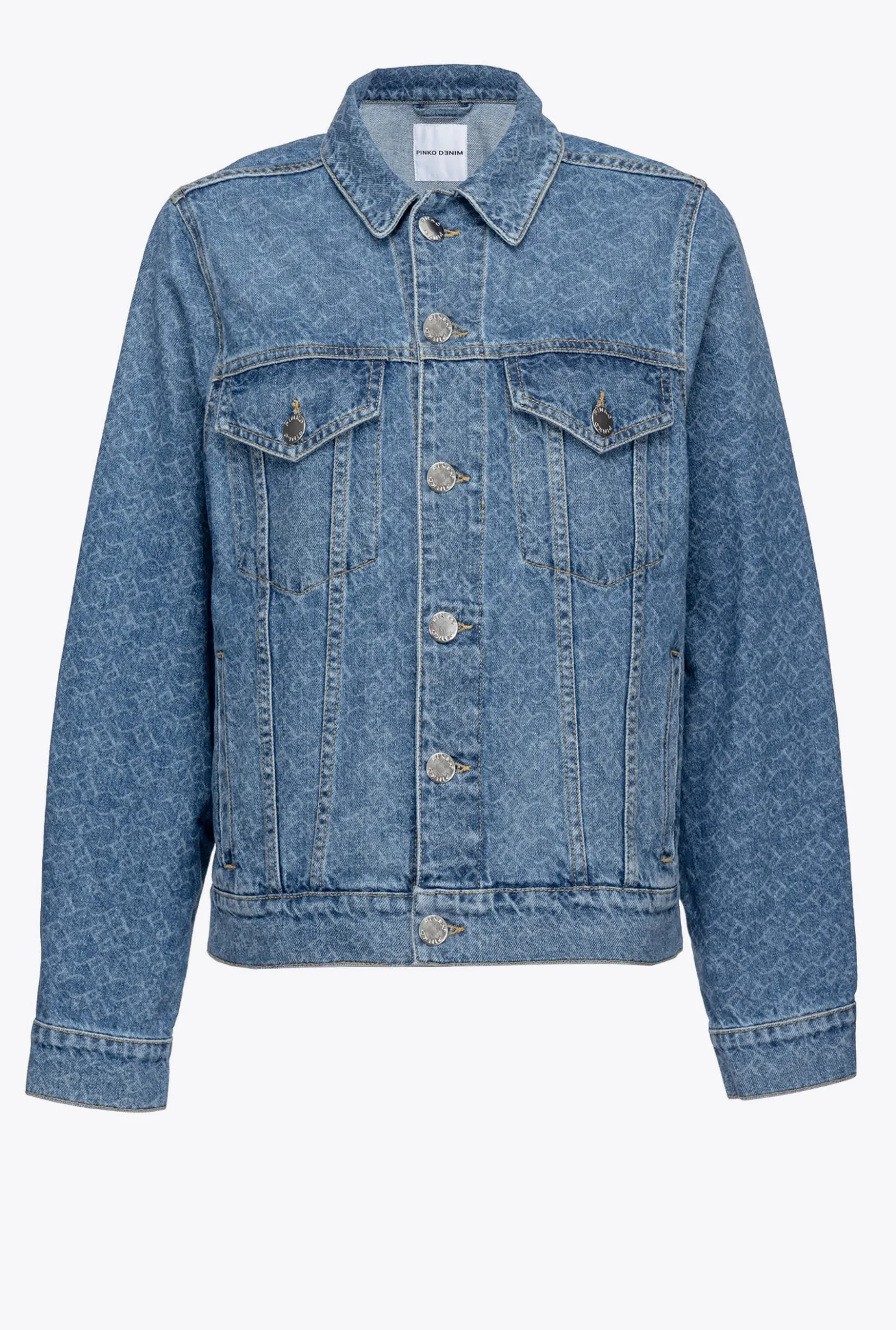 Vêtements D'extérieur|PINKO Blouson En Denim A Logo Blanc/Bleu Fonce