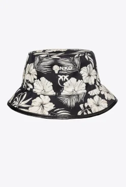 Chapeaux Et Bonnets|PINKO Bob A Imprime Floral Graphique Noir/Ecru