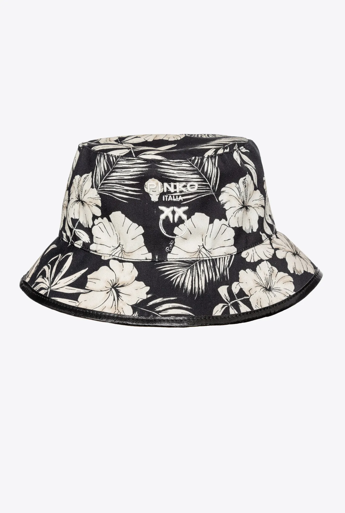 Chapeaux Et Bonnets|PINKO Bob A Imprime Floral Graphique Noir/Ecru