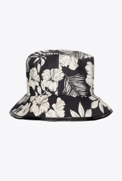 Chapeaux Et Bonnets|PINKO Bob A Imprime Floral Graphique Noir/Ecru