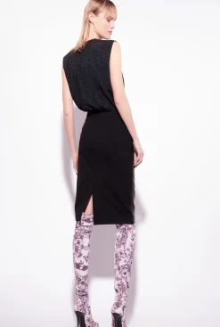 Topwear|PINKO Body Croise En Jacquard Noir Limousine
