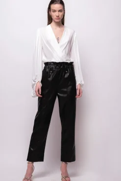 Chemises Et Blouses|PINKO Body Croise En Soie Melangee Blanc Nimbus