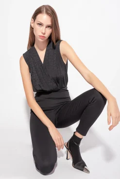 Topwear|PINKO Body Ines 12 En Crepe De Chine Jacquard A Logo Noir Limousine