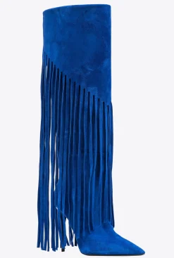 Chaussures|PINKO Bottes En Daim A Franges Bleu Clematite