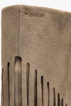 Chaussures|PINKO Bottes En Daim A Franges Beige-Taupe Clair