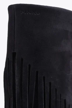 Chaussures|PINKO Bottes En Daim A Franges Noir Limousine