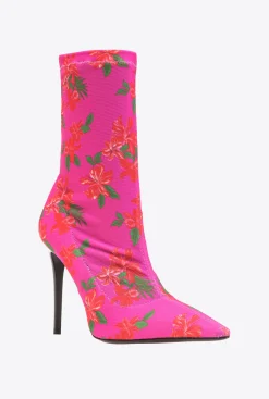 Chaussures|PINKO Bottines En Maille Imprimee Mult. Fuchsia/Rouge