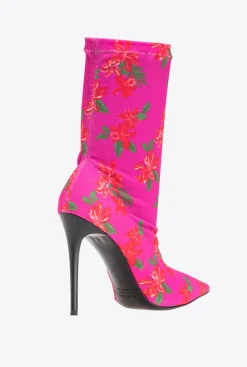 Chaussures|PINKO Bottines En Maille Imprimee Mult. Fuchsia/Rouge