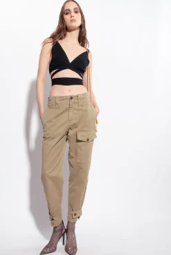 Topwear|PINKO Bralette En Maille Cotelee Noir Limousine