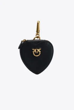 Maroquinerie|PINKO Breloque Coeur Avec Miroir Noir-Vieil Or
