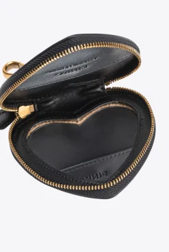 Maroquinerie|PINKO Breloque Coeur Avec Miroir Noir-Vieil Or