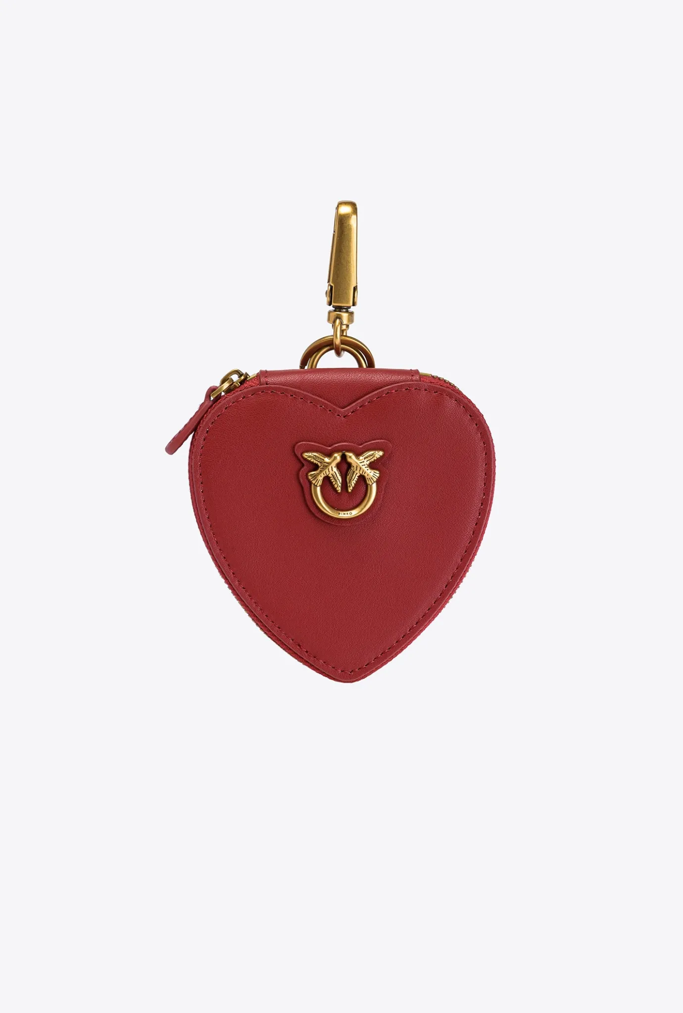 Maroquinerie|PINKO Breloque Coeur Avec Miroir Rouge Rubis-Or Antique