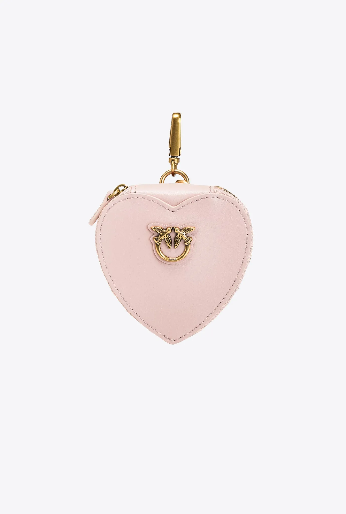 Maroquinerie|PINKO Breloque Coeur Avec Miroir Rose/Rose Poudre-Or Antique