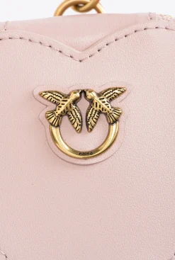 Maroquinerie|PINKO Breloque Coeur Avec Miroir Rose/Rose Poudre-Or Antique