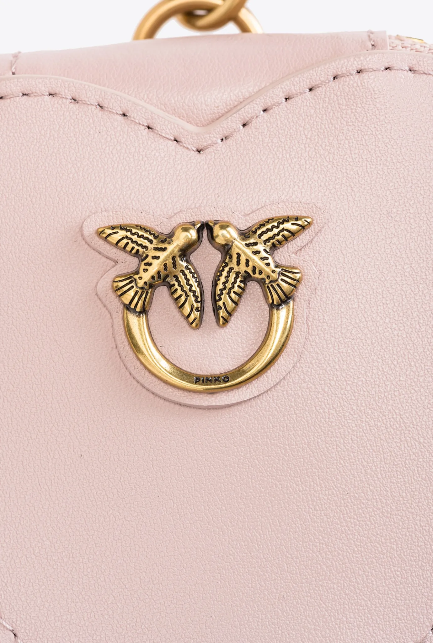 Maroquinerie|PINKO Breloque Coeur Avec Miroir Rose/Rose Poudre-Or Antique
