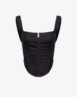 Topwear|PINKO Bustier En Popeline Noir Limousine