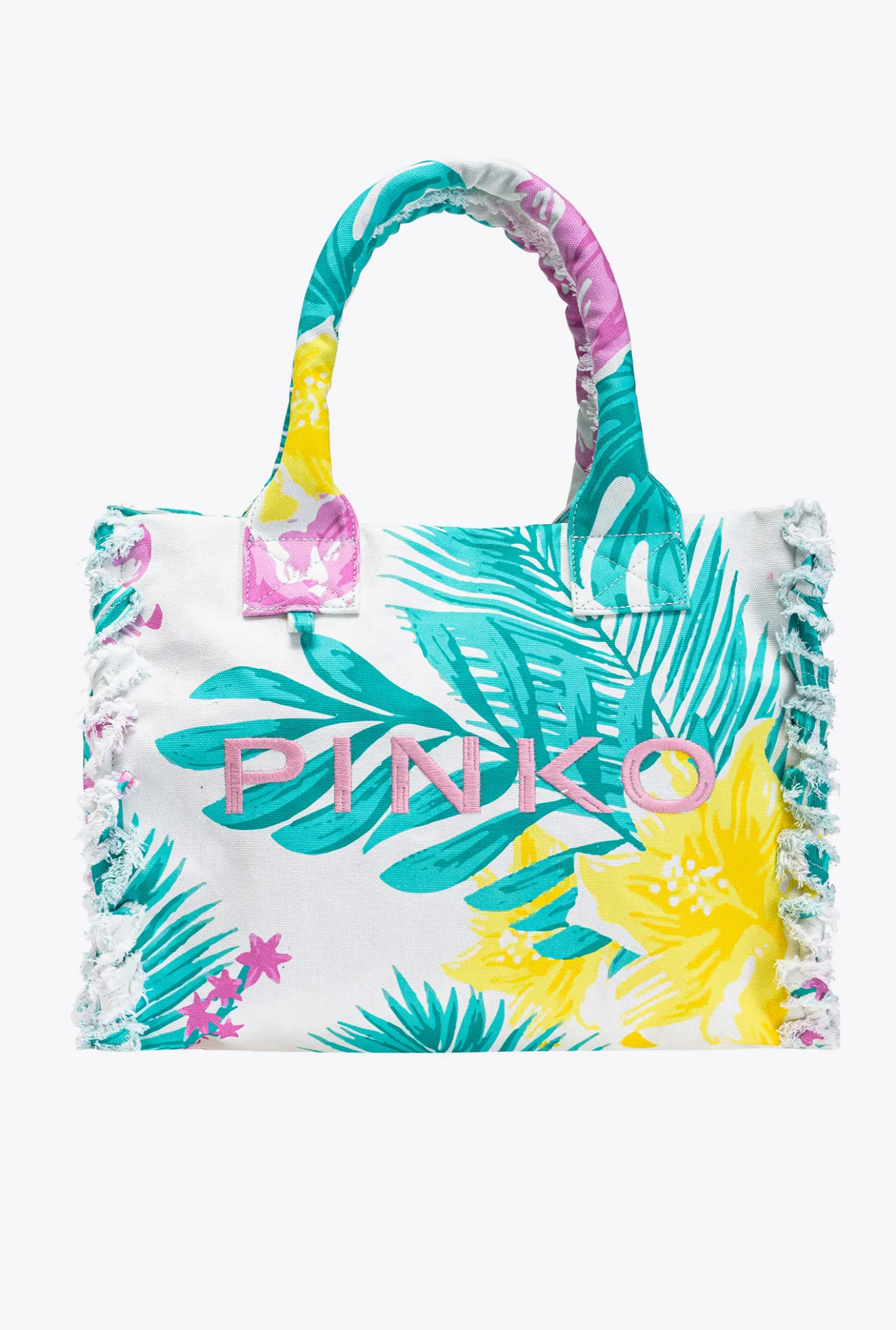 Sacs Cabas|PINKO Cabas De Plage Beach Multi. Blanc/Jaune