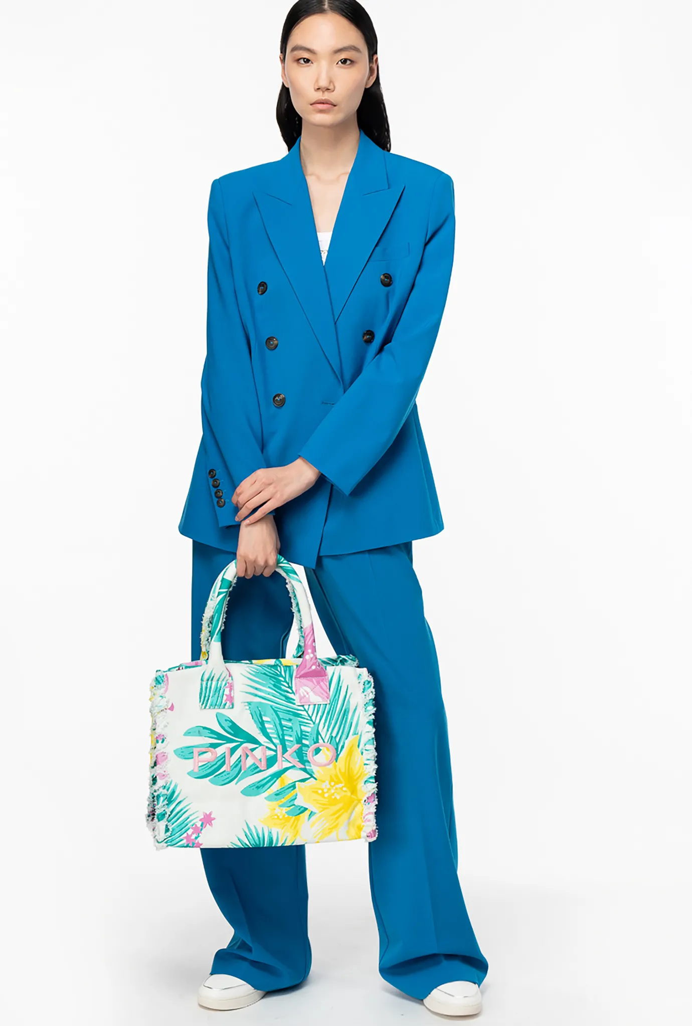 Sacs Cabas|PINKO Cabas De Plage Beach Multi. Blanc/Jaune