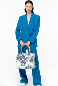 Sacs Cabas|PINKO Cabas De Plage Beach Argent/Bleu Electrique