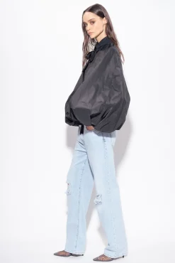 Écharpes|PINKO Cache-Epaules A Manches Ballon En Taffetas Noir Limousine
