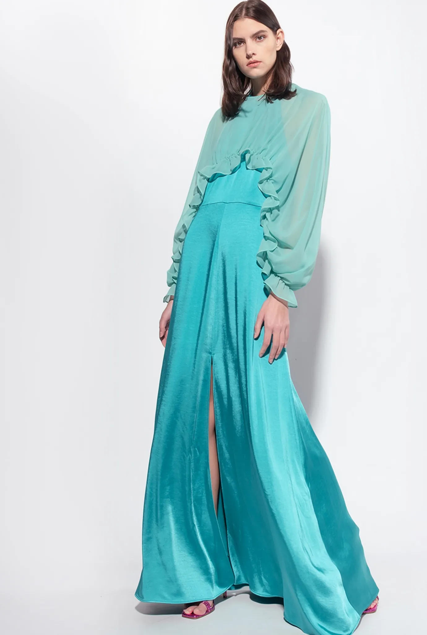 Autres Accessoires|PINKO Cache-Epaules A Volants Bleu Nil