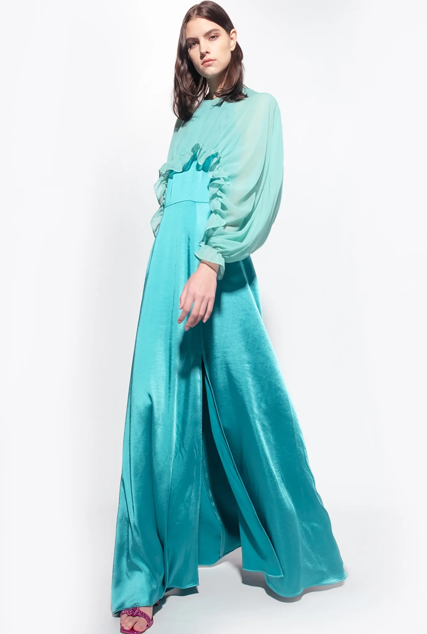 Autres Accessoires|PINKO Cache-Epaules A Volants Bleu Nil