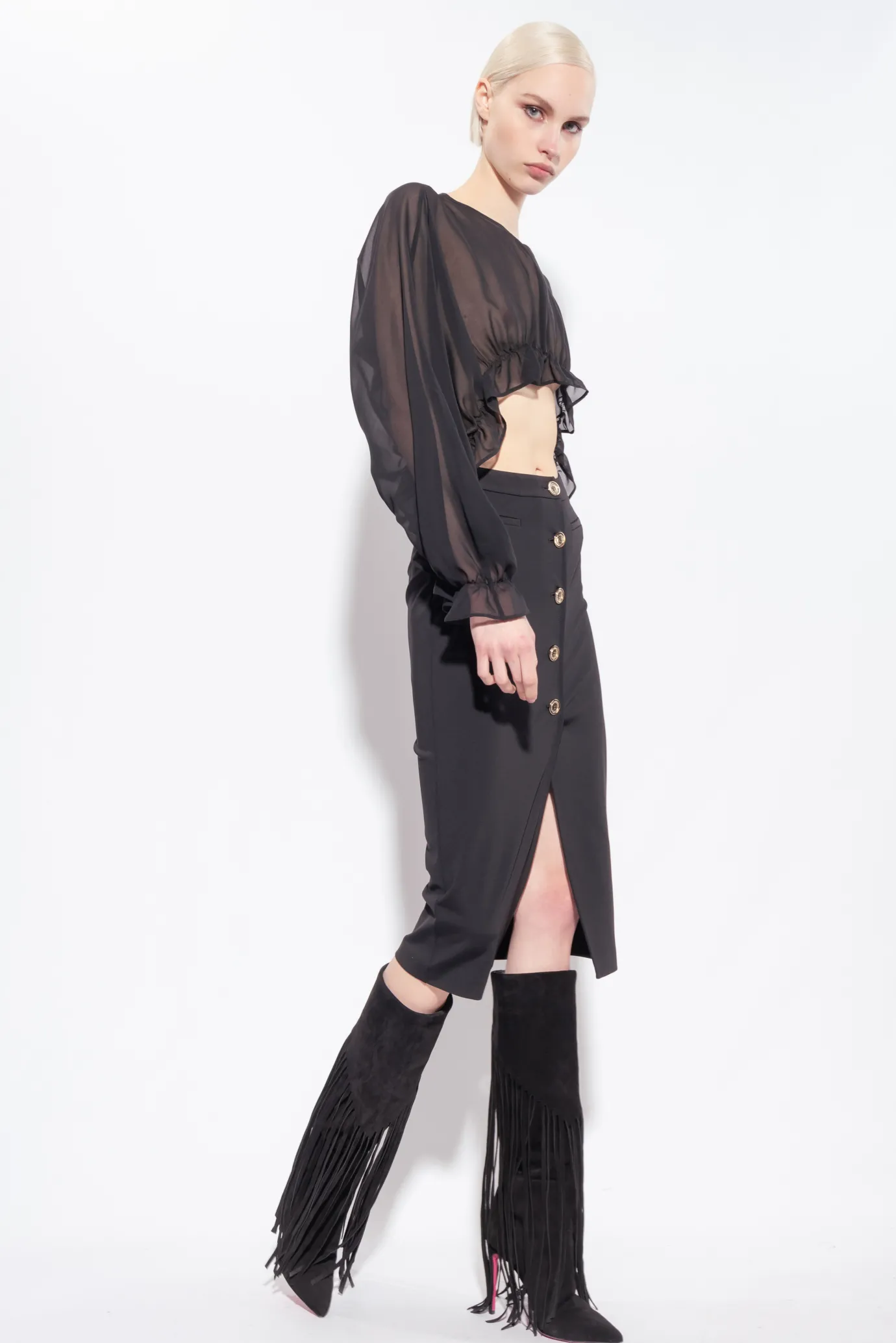 Autres Accessoires|PINKO Cache-Epaules A Volants Noir Limousine