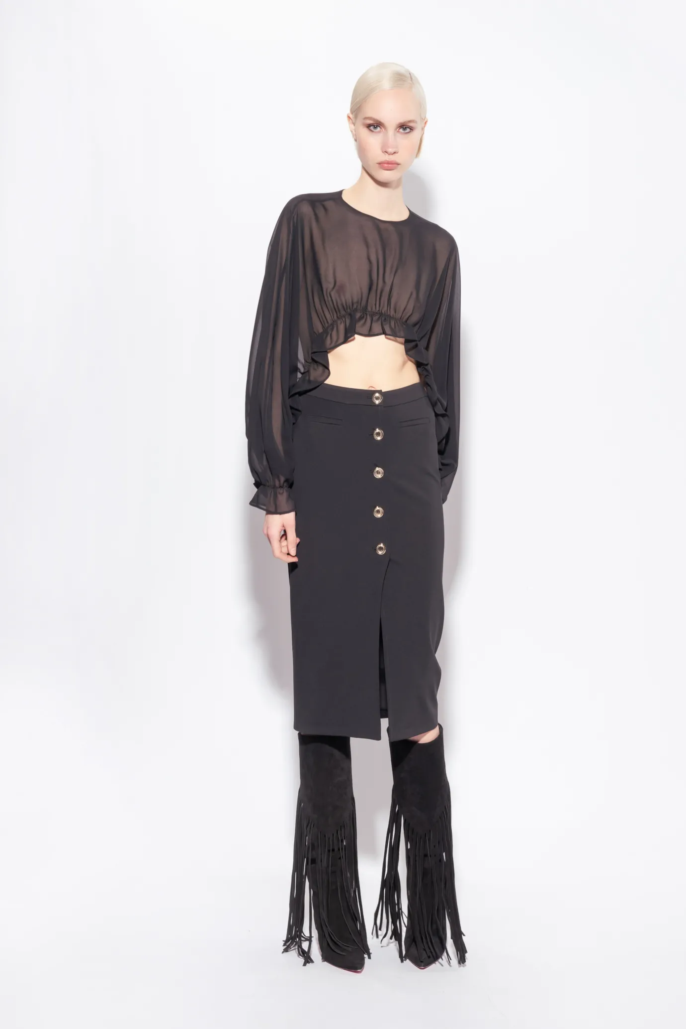 Autres Accessoires|PINKO Cache-Epaules A Volants Noir Limousine