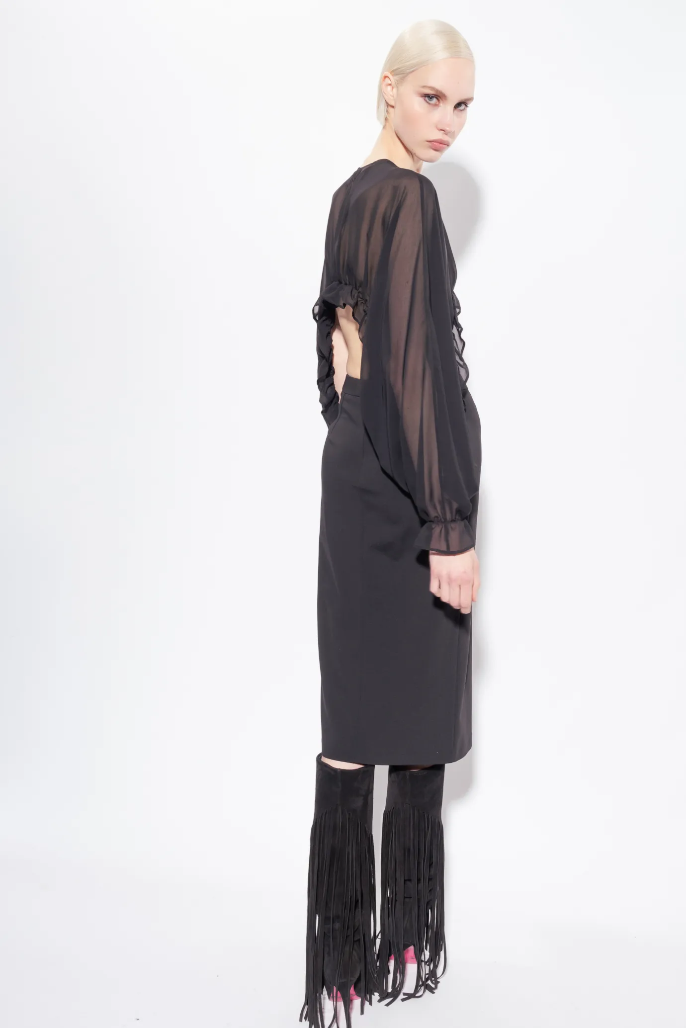 Autres Accessoires|PINKO Cache-Epaules A Volants Noir Limousine