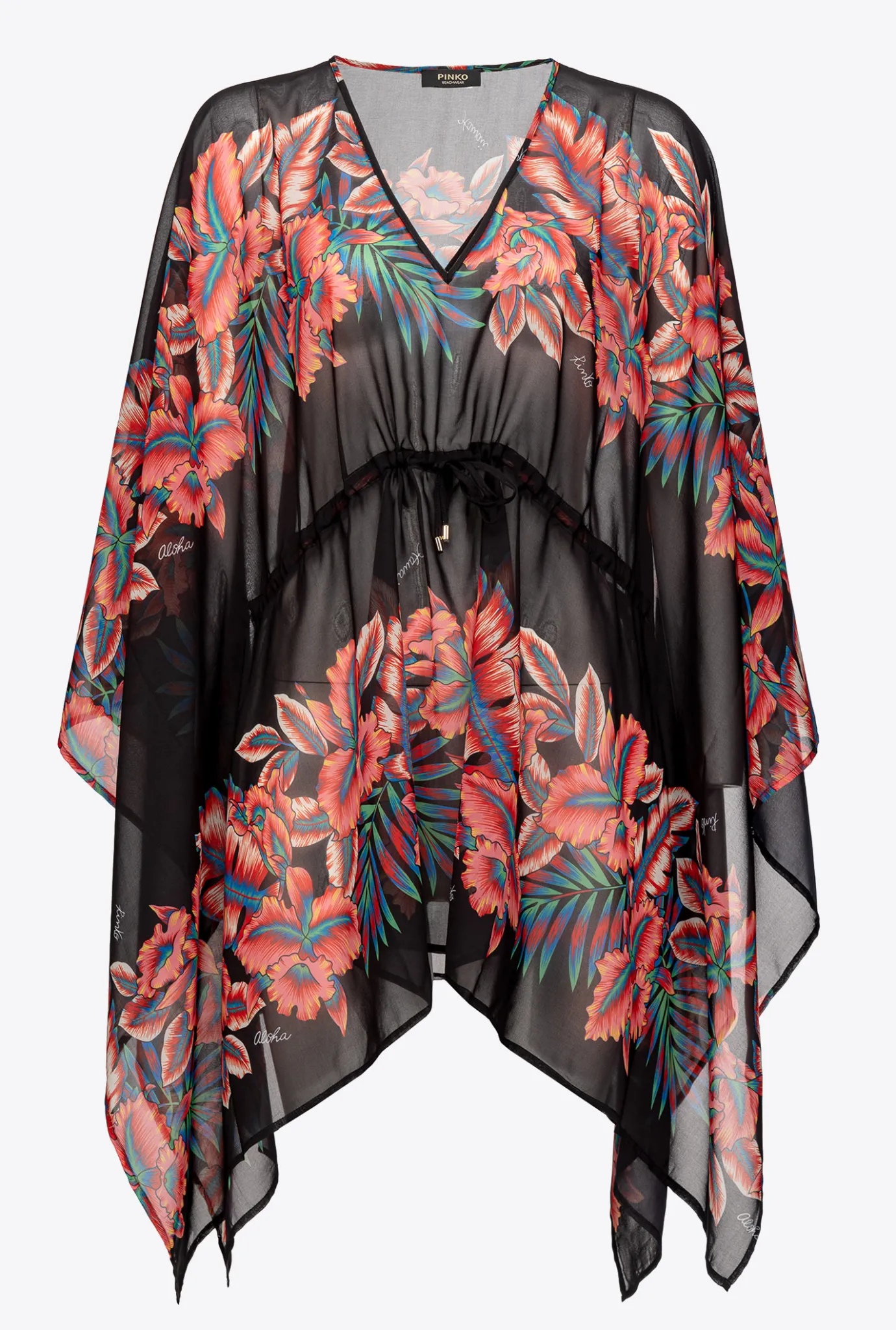 Maillots De Bain|PINKO Caftan A Imprime Floral Multi. Rouge/Noir