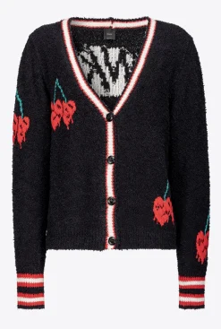 Pièces En Maille|PINKO Cardigan Avec Cerises En Intarsia Multi. Noir/Rouge