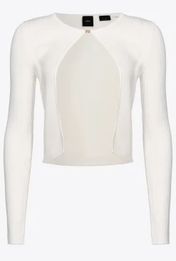 Pièces En Maille|PINKO Cardigan Bord A Bord Cotele Blanc Soie