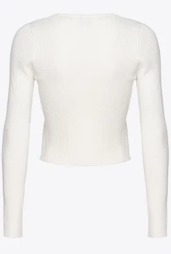 Pièces En Maille|PINKO Cardigan Bord A Bord Cotele Blanc Soie