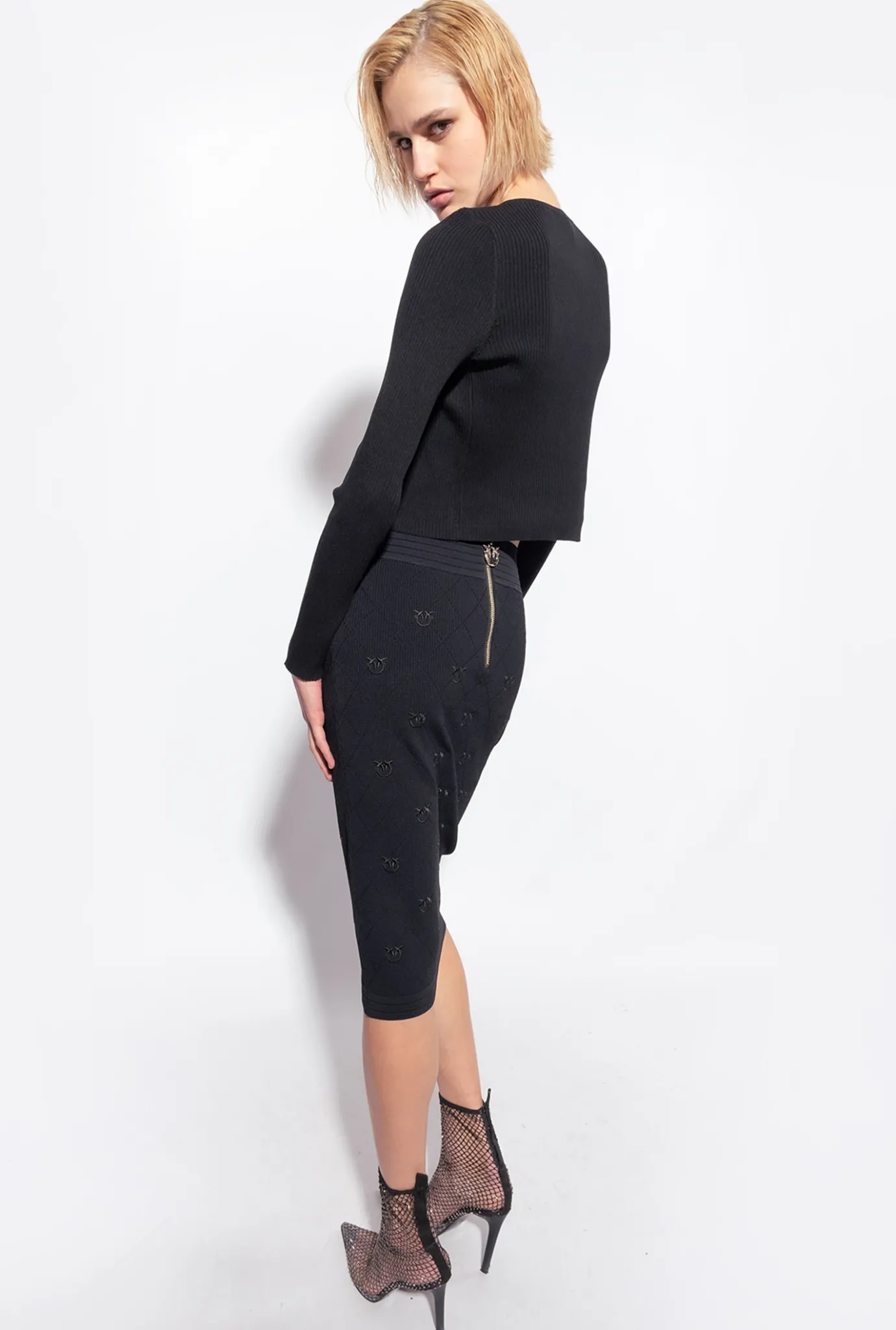 Pièces En Maille|PINKO Cardigan Bord A Bord Cotele Noir Limousine