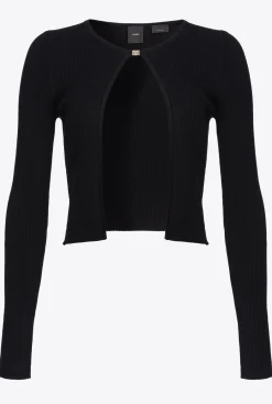 Pièces En Maille|PINKO Cardigan Bord A Bord Cotele Noir Limousine