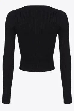 Pièces En Maille|PINKO Cardigan Bord A Bord Cotele Noir Limousine