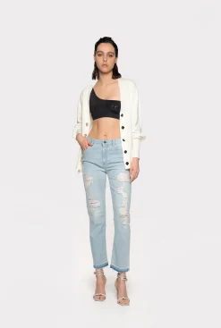 Pièces En Maille|PINKO Cardigan Confort A Boutons Bijoux Blanc Soie