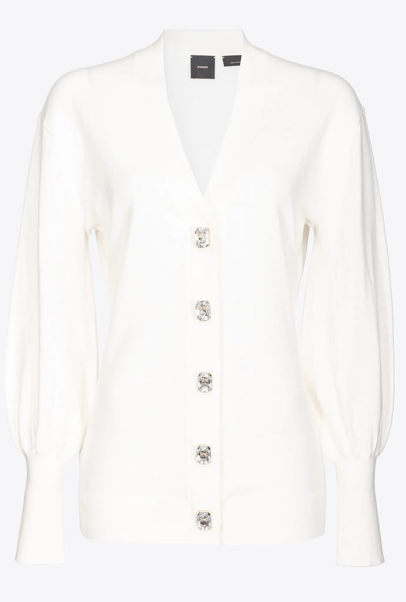 Pièces En Maille|PINKO Cardigan Confort A Boutons Bijoux Blanc Soie