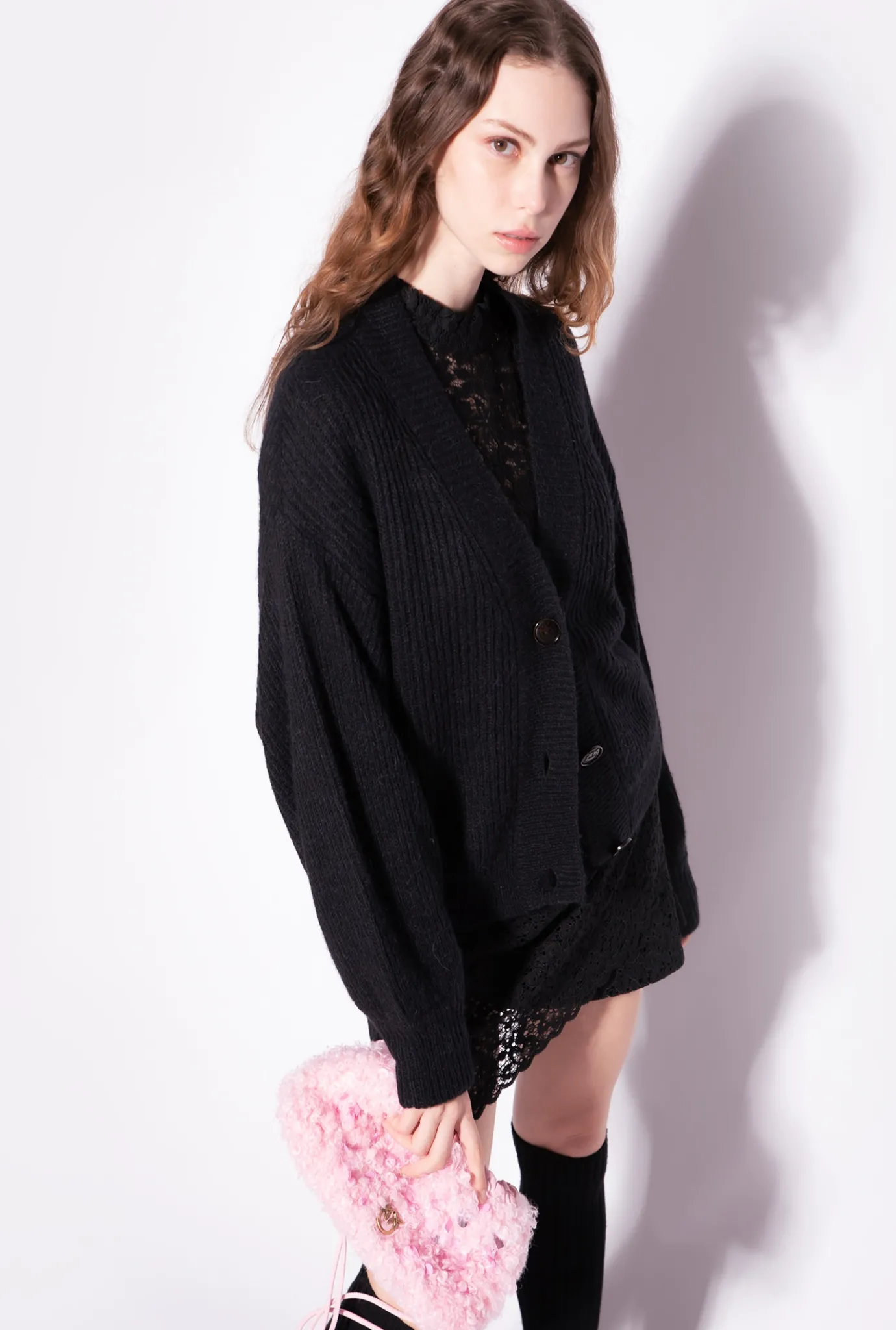 Pièces En Maille|PINKO Cardigan Cotele Court Noir Limousine
