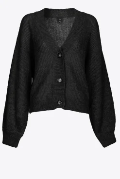 Pièces En Maille|PINKO Cardigan Cotele Court Noir Limousine